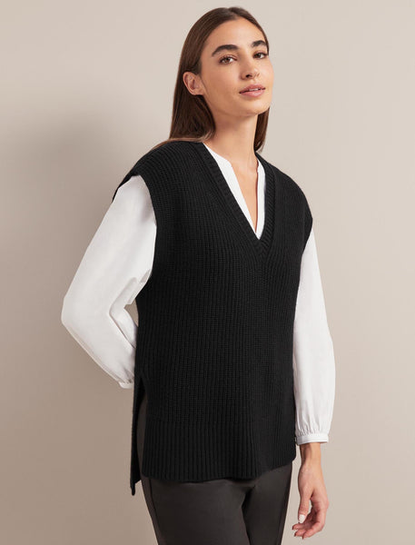Janice Cashmere Blend V Neck Sleeveless Jumper Black