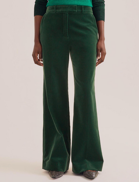 Green velvet wide leg trousers clearance