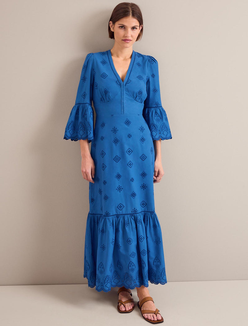 Daphne Organic Cotton Maxi Dress - Blue