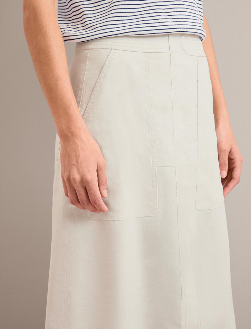 Safia Techni Linen Midi Skirt - Cream