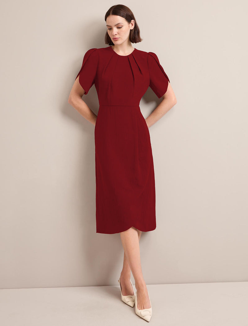 Sophie Techni Voile Midi Dress - Rust