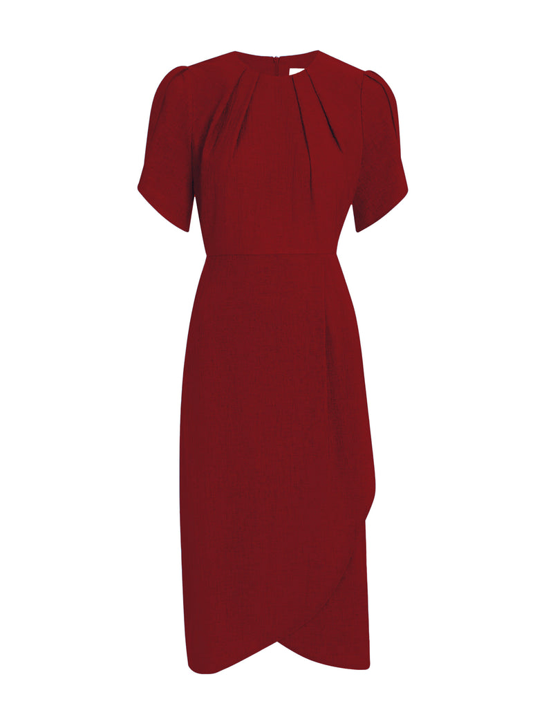 Sophie Techni Voile Midi Dress - Rust