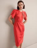 Sophie Techni Voile Midi Dress - Crimson