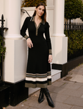 Josie Knit Dress - Black Khaki Colourblock