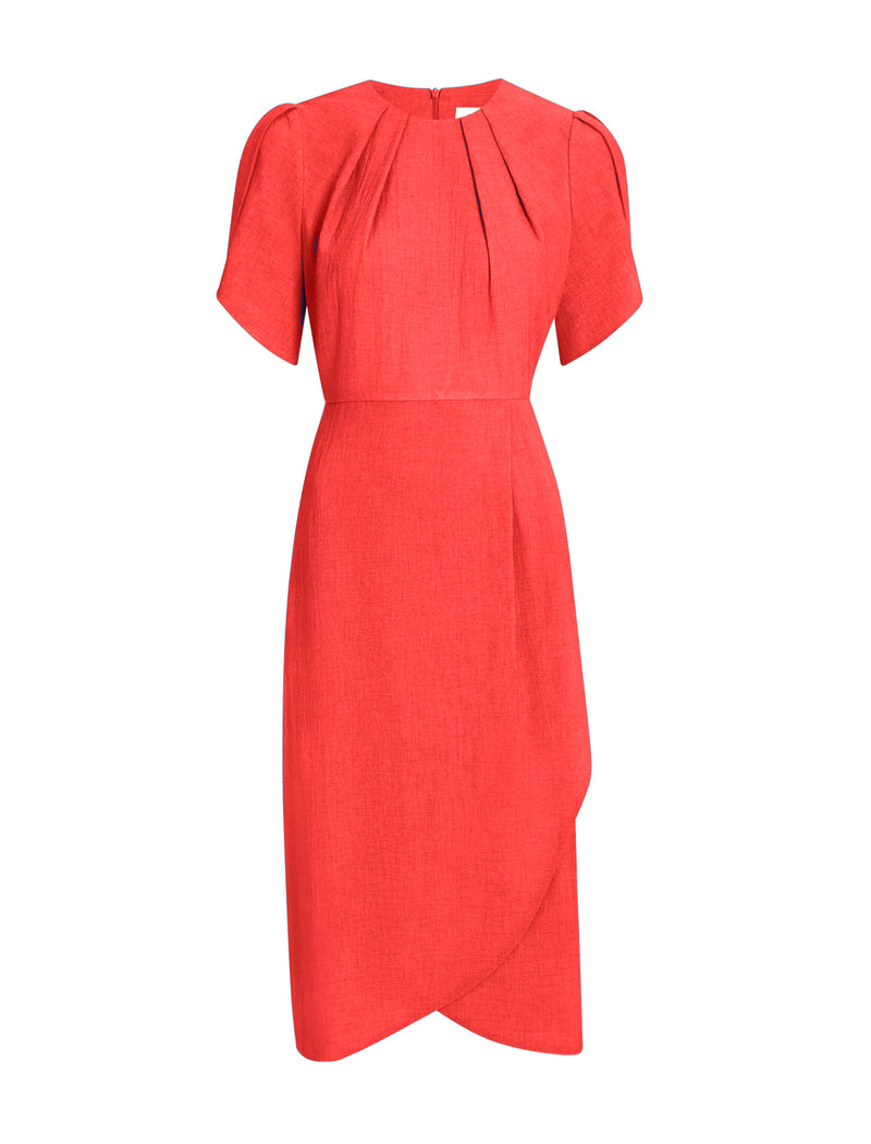 Sophie Techni Voile Midi Dress - Crimson