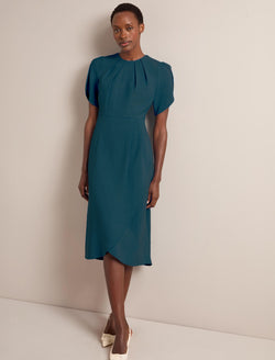 Sophie Techni Voile Midi Dress - Petrol Blue