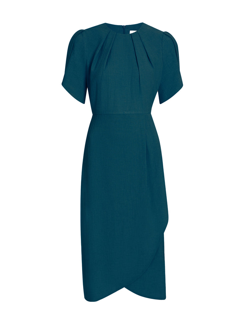Sophie Techni Voile Midi Dress - Petrol Blue