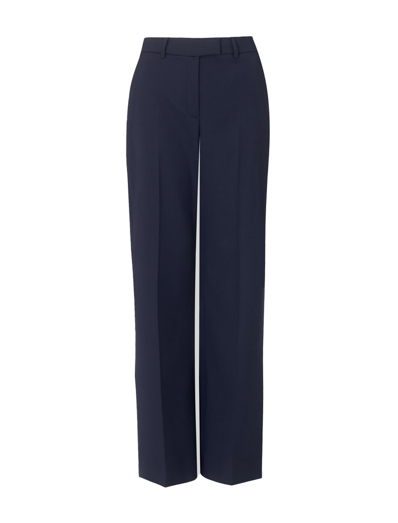 Terence Classic Winter Wool Blend Wide Leg Trouser - Navy