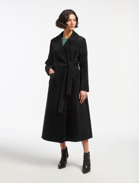Roxanne Corduroy Trench Coat - Black