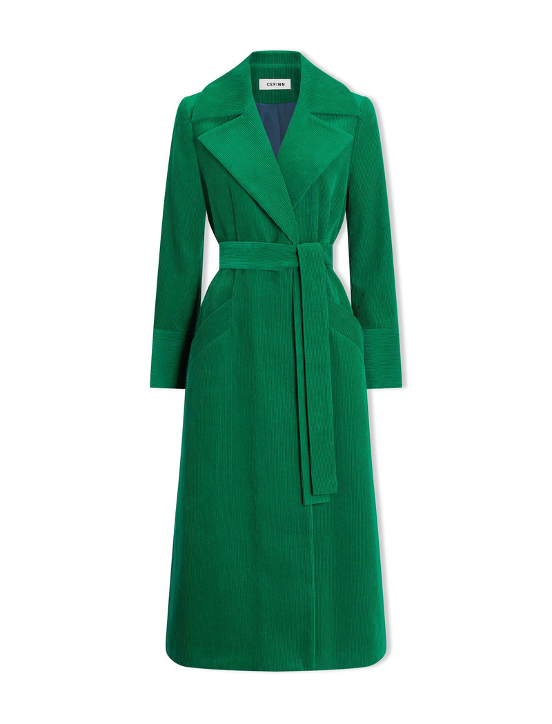 Roxanne Corduroy Coat - Emerald Green