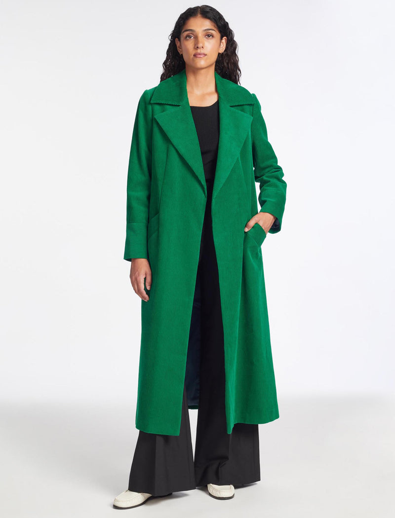 Roxanne Corduroy Coat - Emerald Green