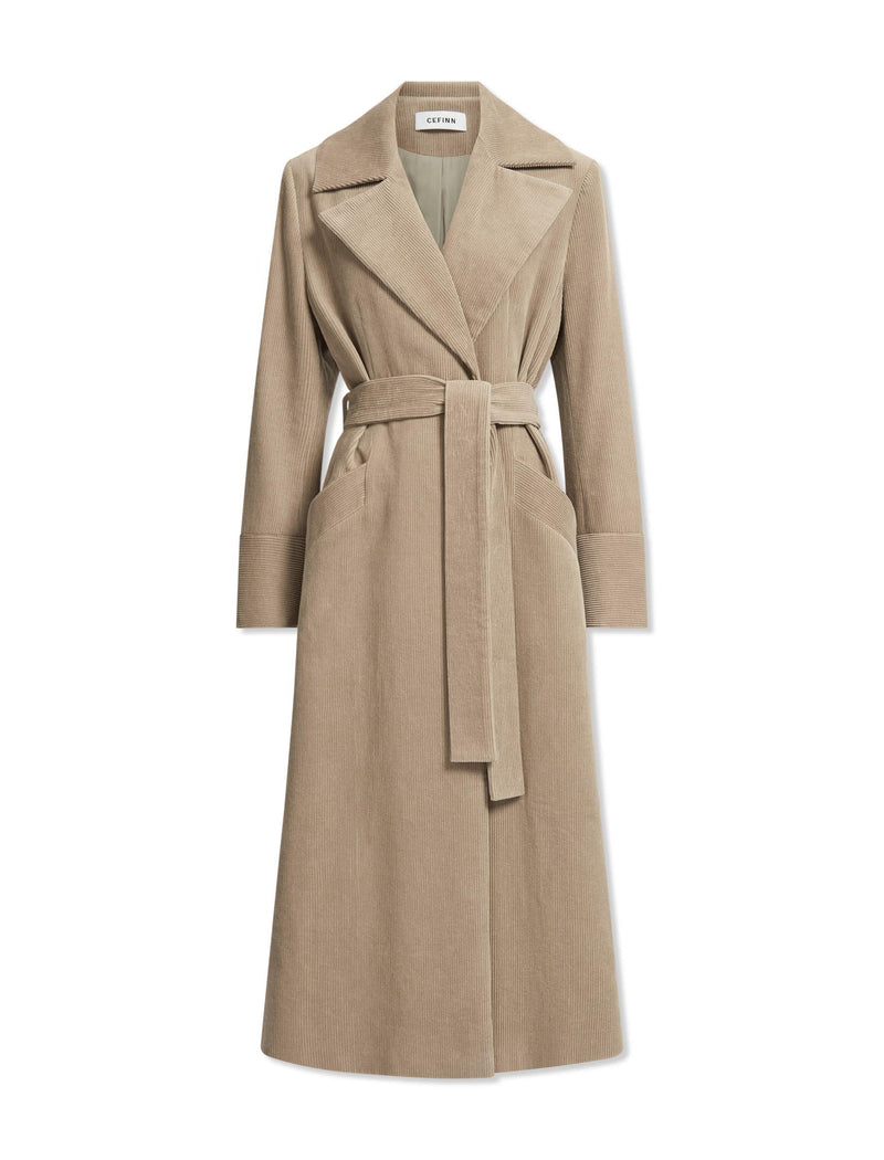 Roxanne Corduroy Coat - Taupe