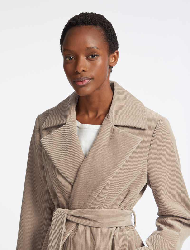 Roxanne Corduroy Coat - Taupe