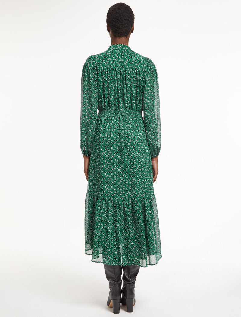 Francesca Midi Dress - Green Rainbow Geo Print