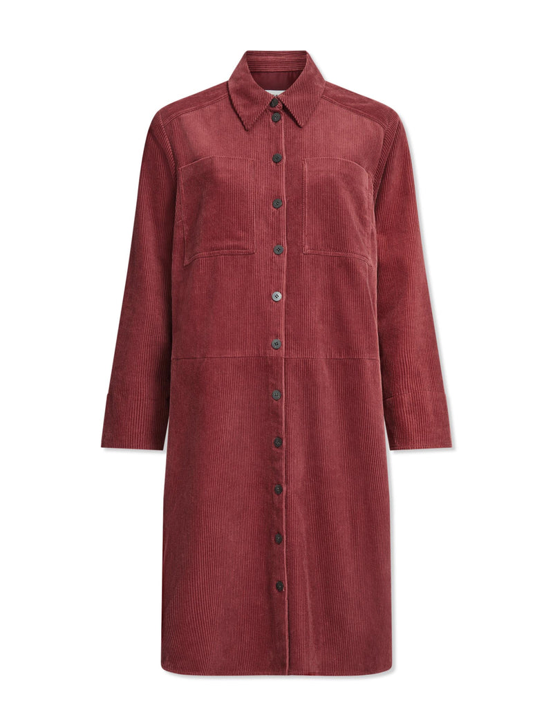 Noah Corduroy Midi Dress - Dark Rose