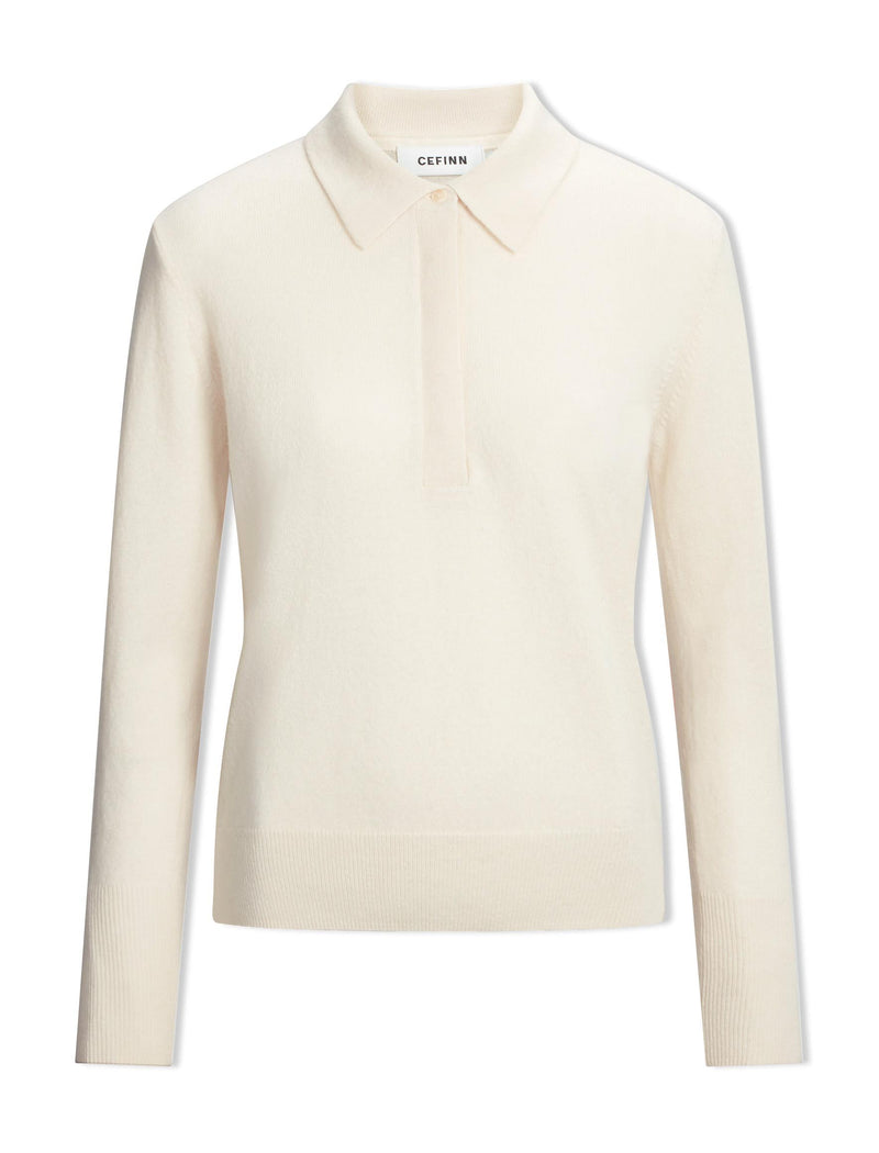 Josie Cashmere Collared Jumper - Cream