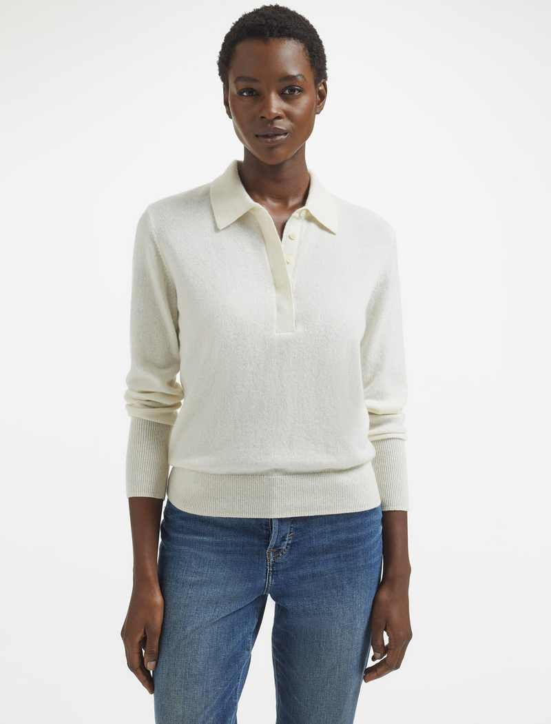 Josie Cashmere Collared Jumper - Cream