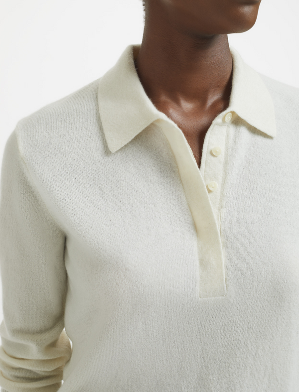 Josie Cashmere Collared Jumper - Cream