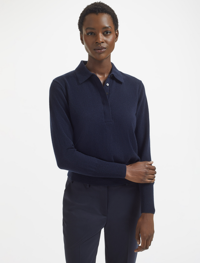 Josie Cashmere Collared Jumper - Navy