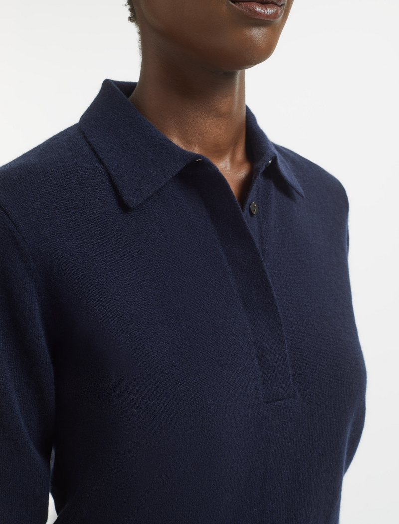 Josie Cashmere Collared Jumper - Navy