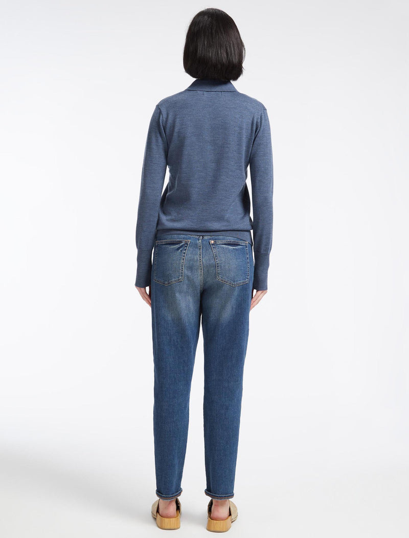 Josie Wool Collared Jumper - Denim Blue