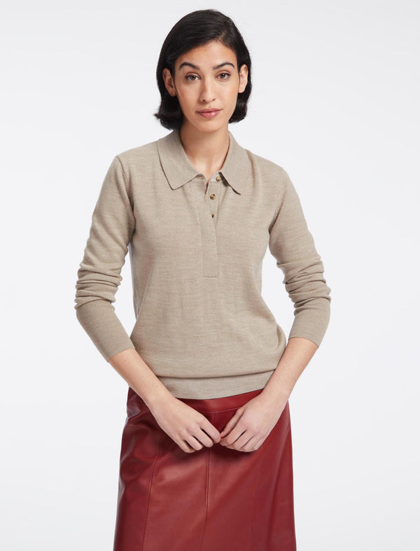 Josie Wool Collared Jumper - Taupe