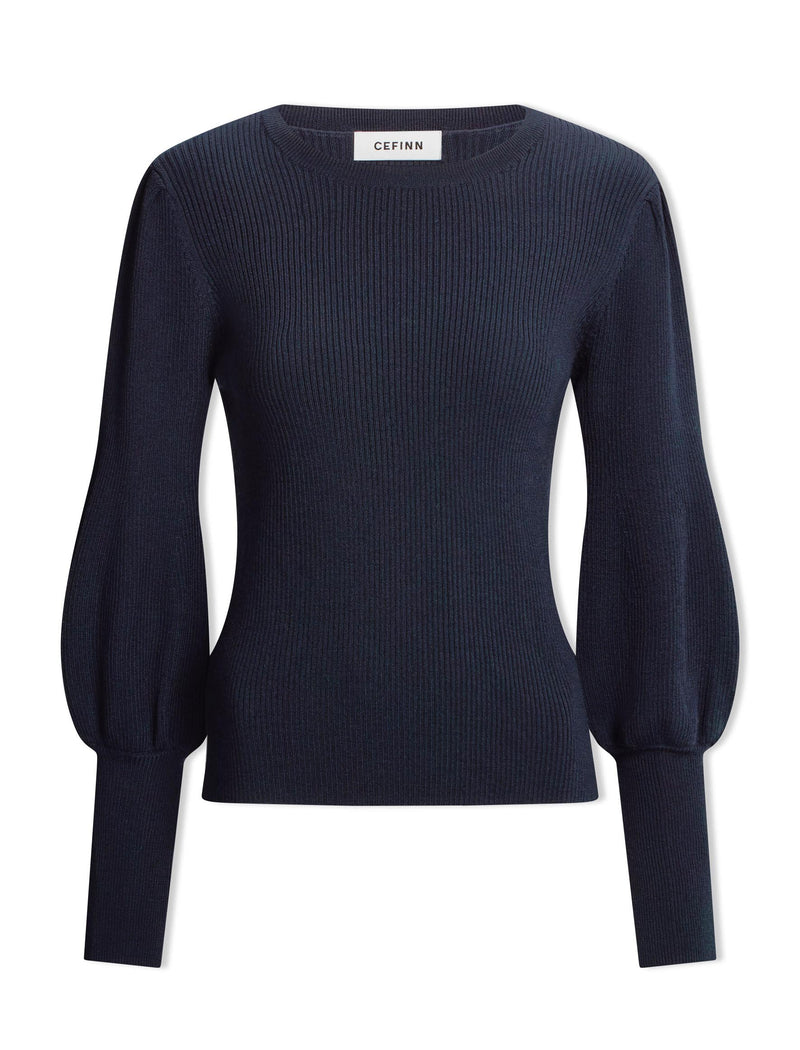 Eva Wool Crew Neck Jumper - Navy