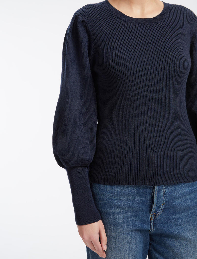 Eva Wool Crew Neck Jumper - Navy