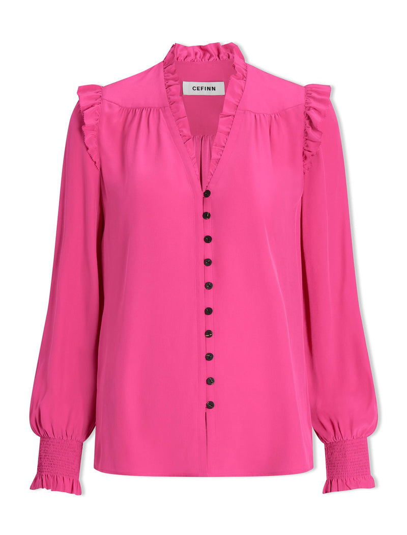 Stella Silk Shirt - Hot Pink