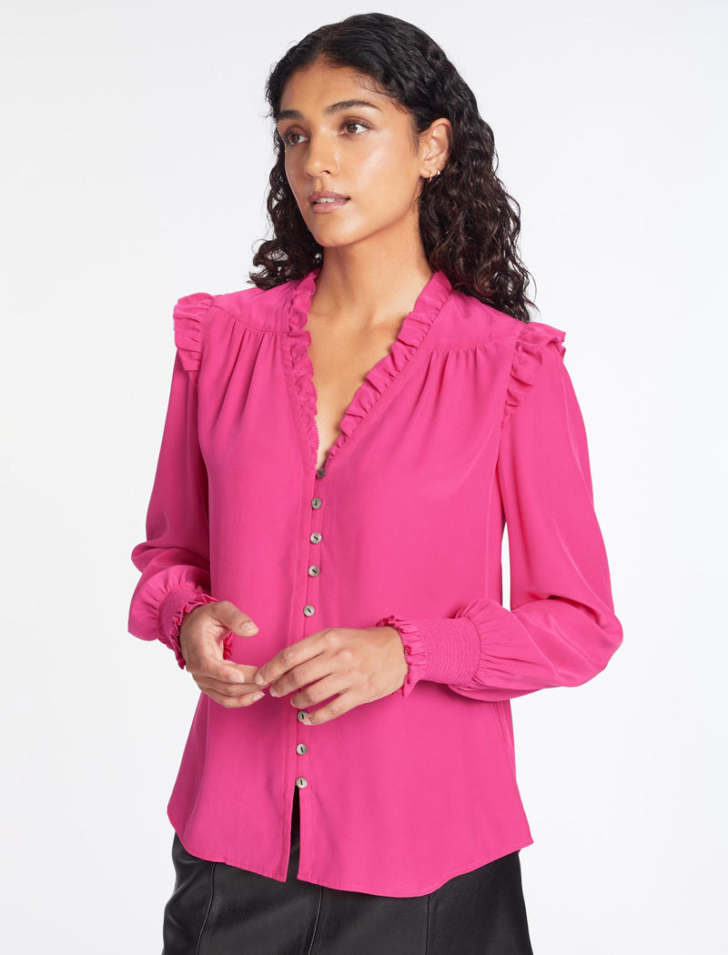 Stella Silk Shirt - Hot Pink