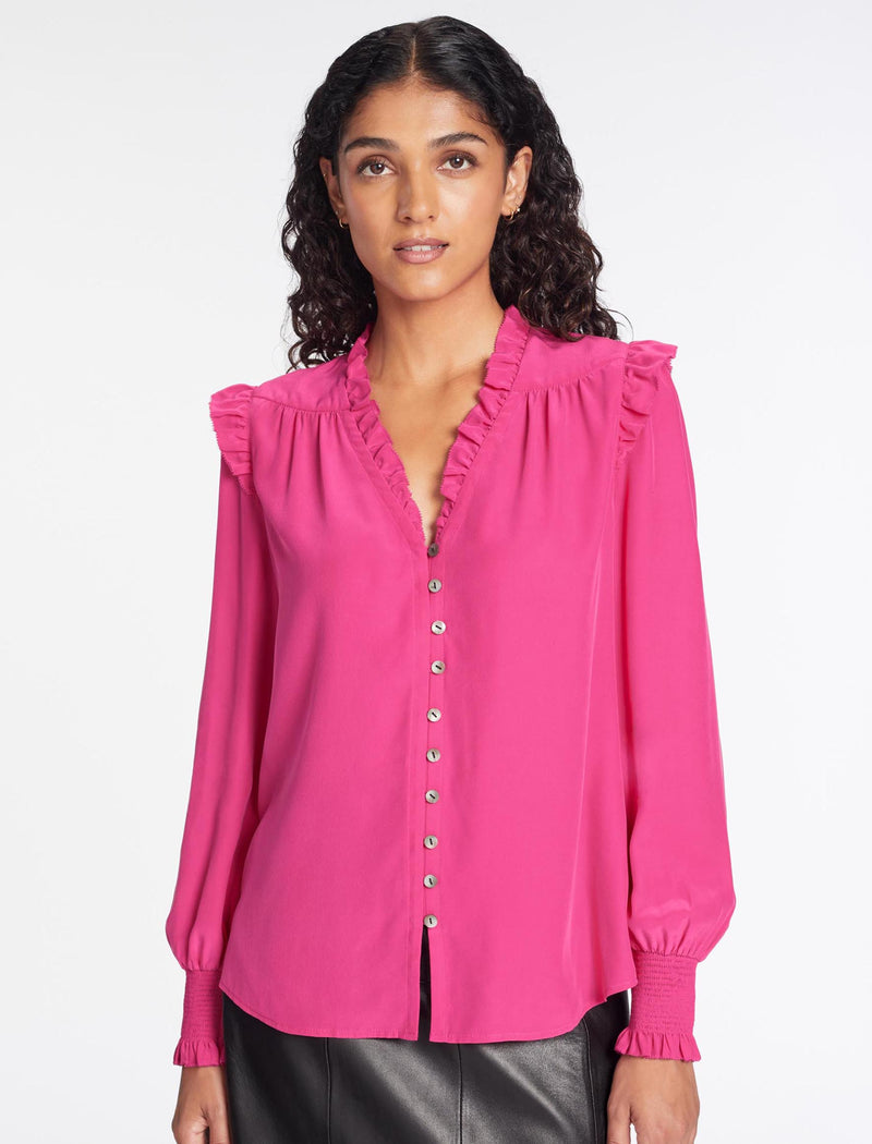 Stella Silk Shirt - Hot Pink
