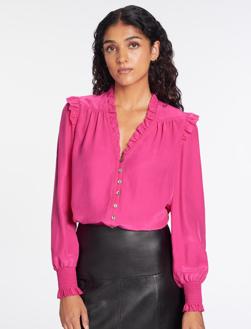 Stella Silk Shirt - Hot Pink