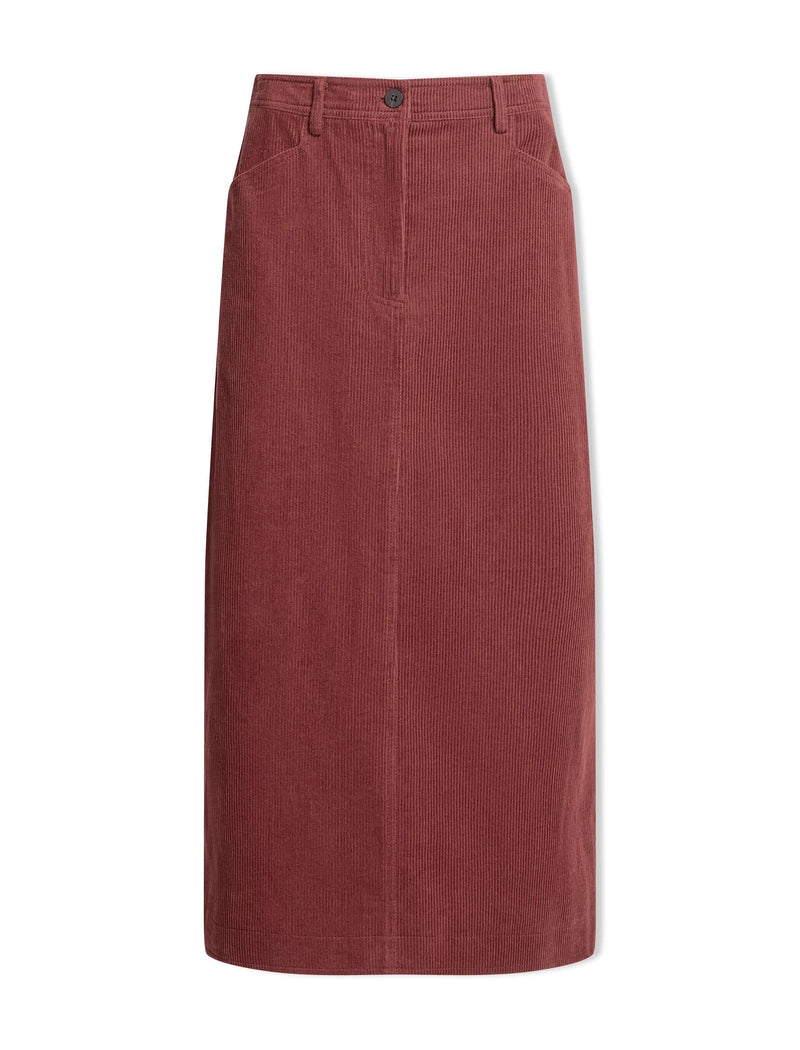 Shona Corduroy A Line Midi Skirt - Dark Rose