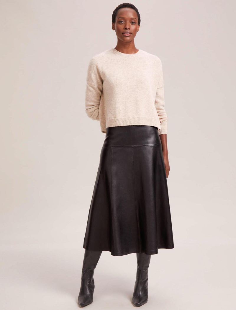 Sierra Leather A Line Maxi Skirt - Black