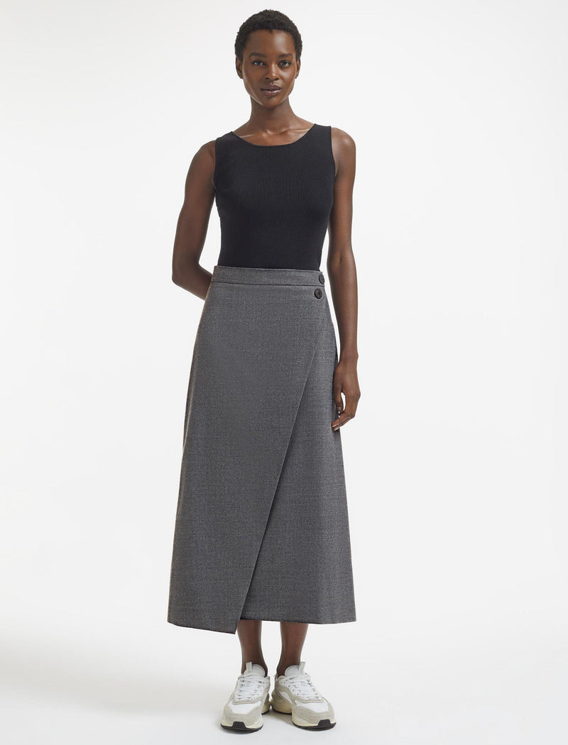 Layla Wool Maxi Wrap Skirt - Mid Grey