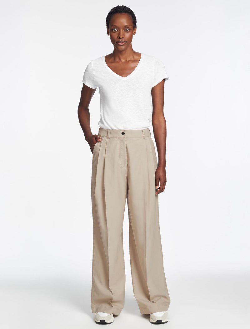 Twill Wide-Leg Khakis