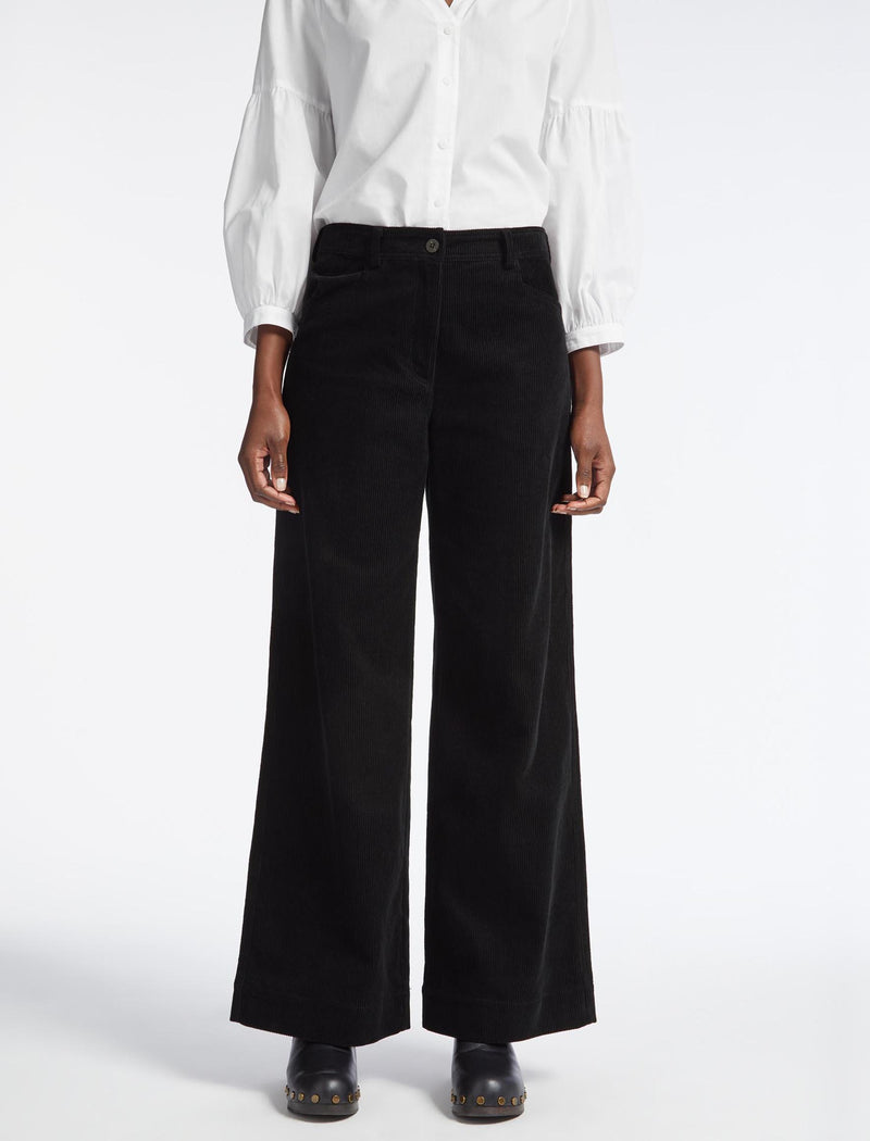 Hayden Corduroy Wide Leg Trouser - Black