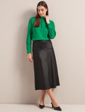 Tiana Leather Midi Skirt - Black