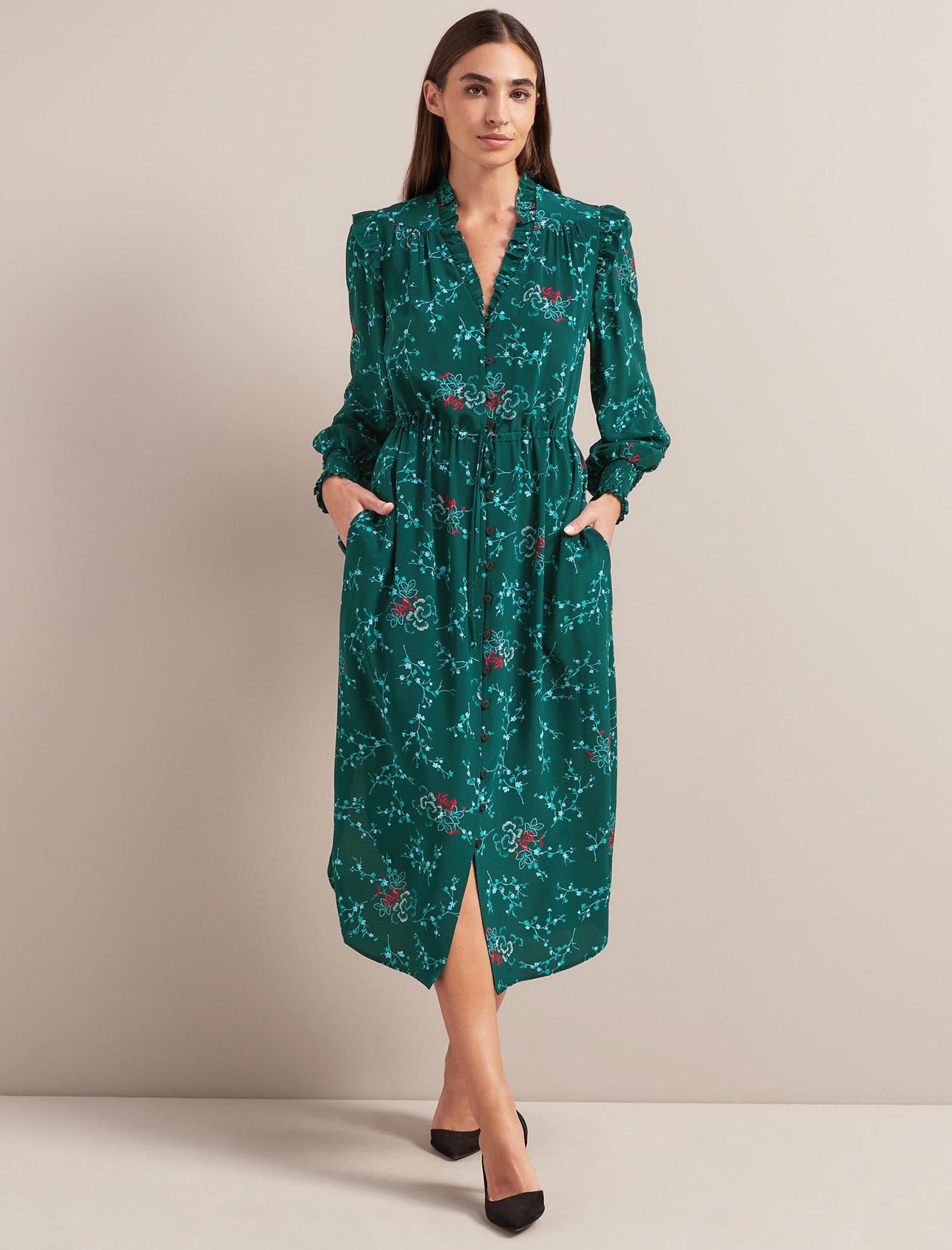 Long Floral Shirt Dress 3868
