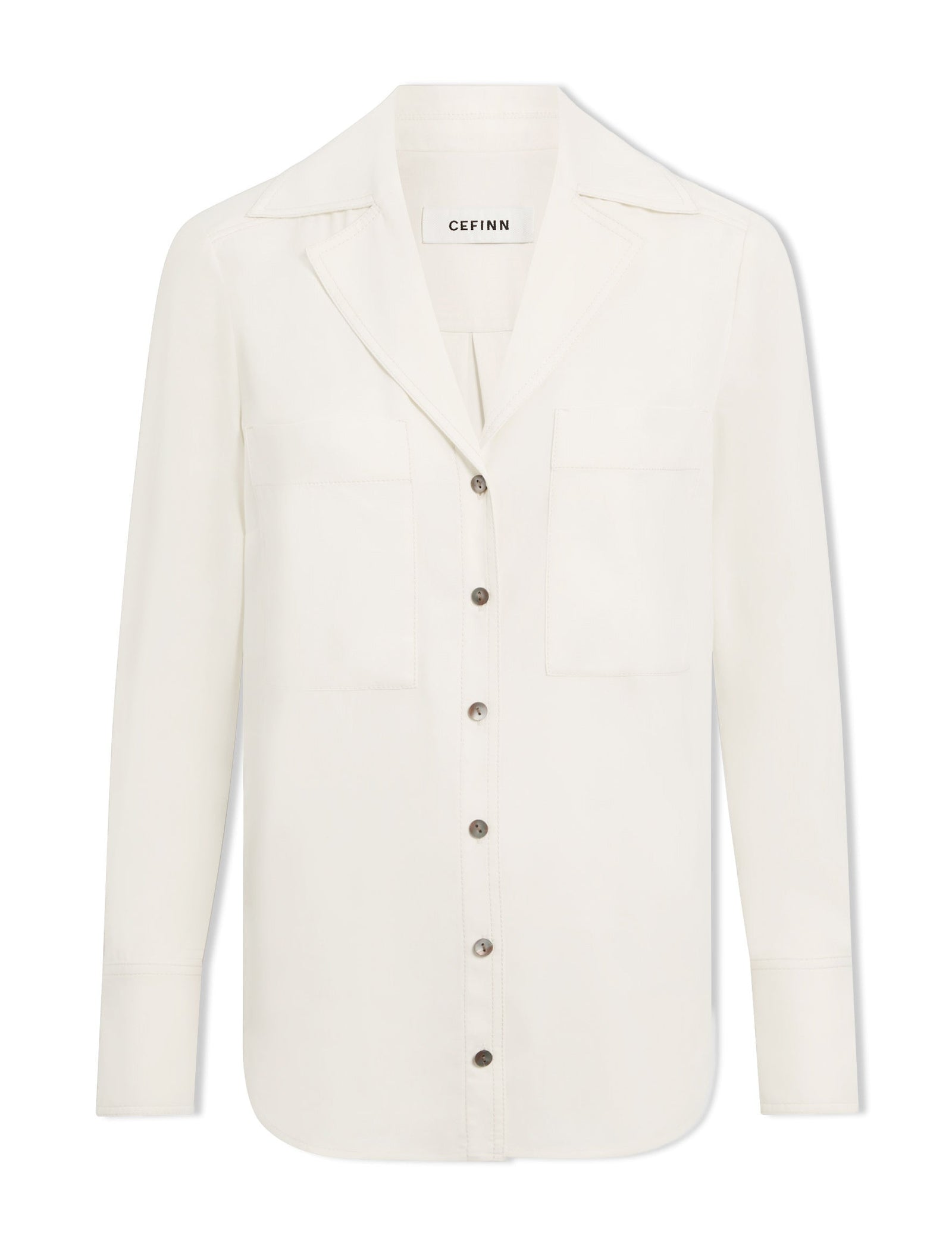 Spencer Silk V Neck Pocket Detail Shirt In Cream