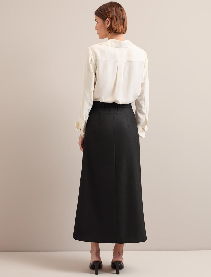 Layla Wool Maxi Wrap Skirt - Black