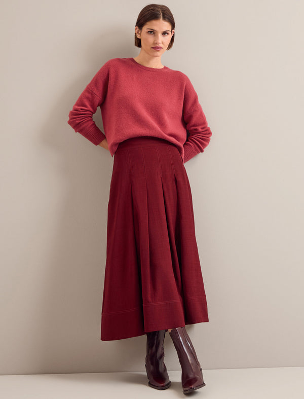 Sophia Techni Voile Pleated Maxi Skirt - Dark Red
