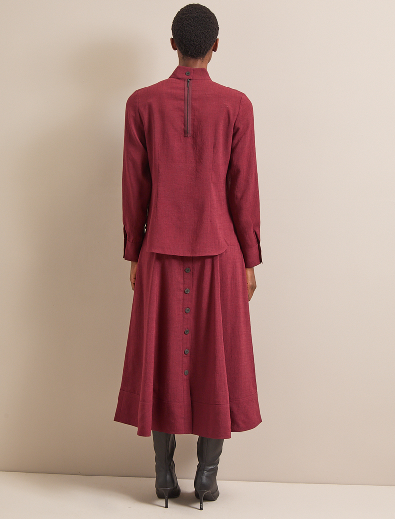 Riley Techni Voile Blouse - Burgundy