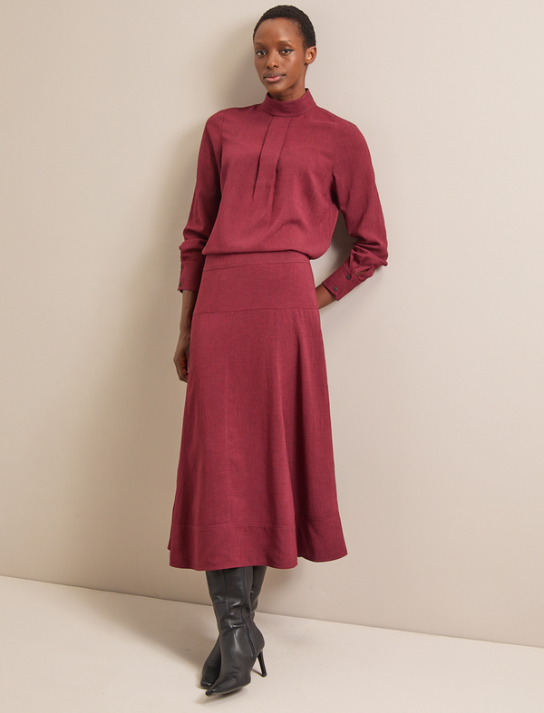 Riley Techni Voile Blouse - Burgundy