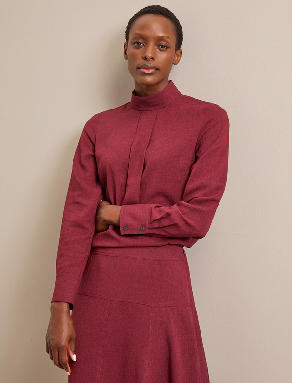 Riley Techni Voile Blouse - Burgundy
