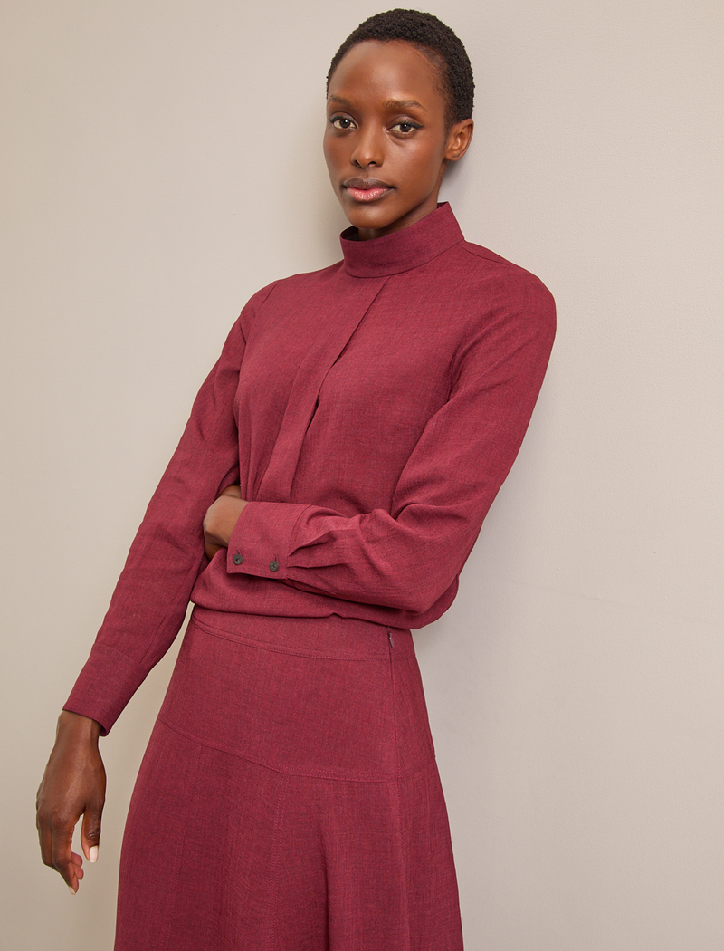 Riley Techni Voile Blouse - Burgundy