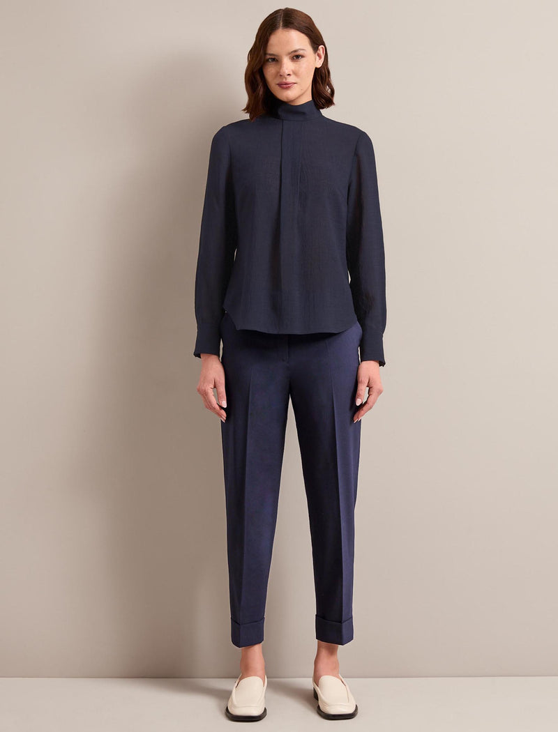 Riley Techni Voile Blouse - Navy
