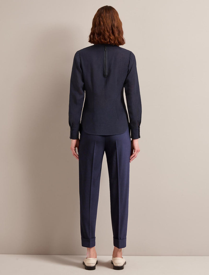 Riley Techni Voile Blouse - Navy