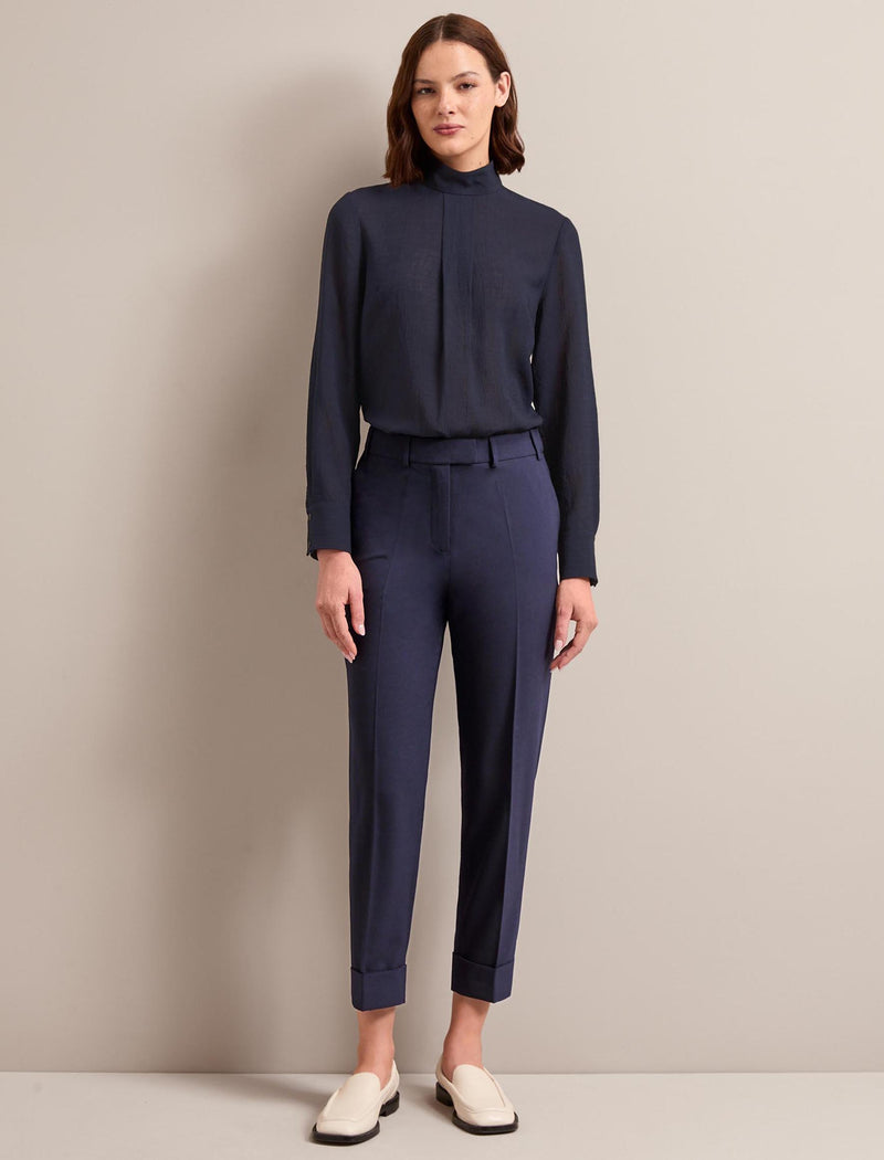 Riley Techni Voile Blouse - Navy