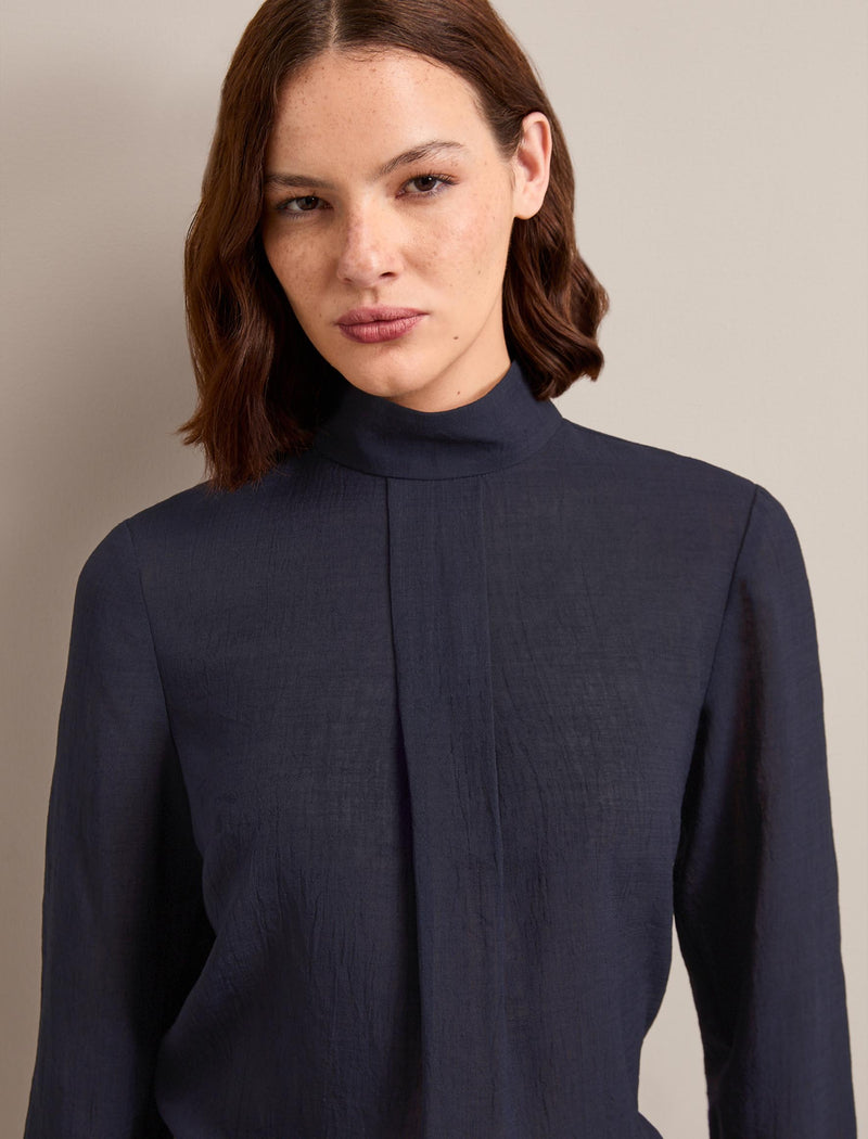 Riley Techni Voile Blouse - Navy